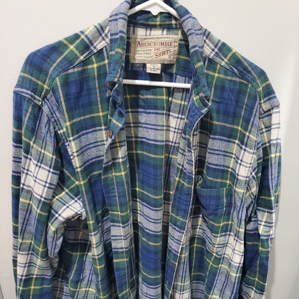 Vintage Abercrombie & Fitch BIG SHIRTS Plaid Flannel Shirt Mens Size Medium